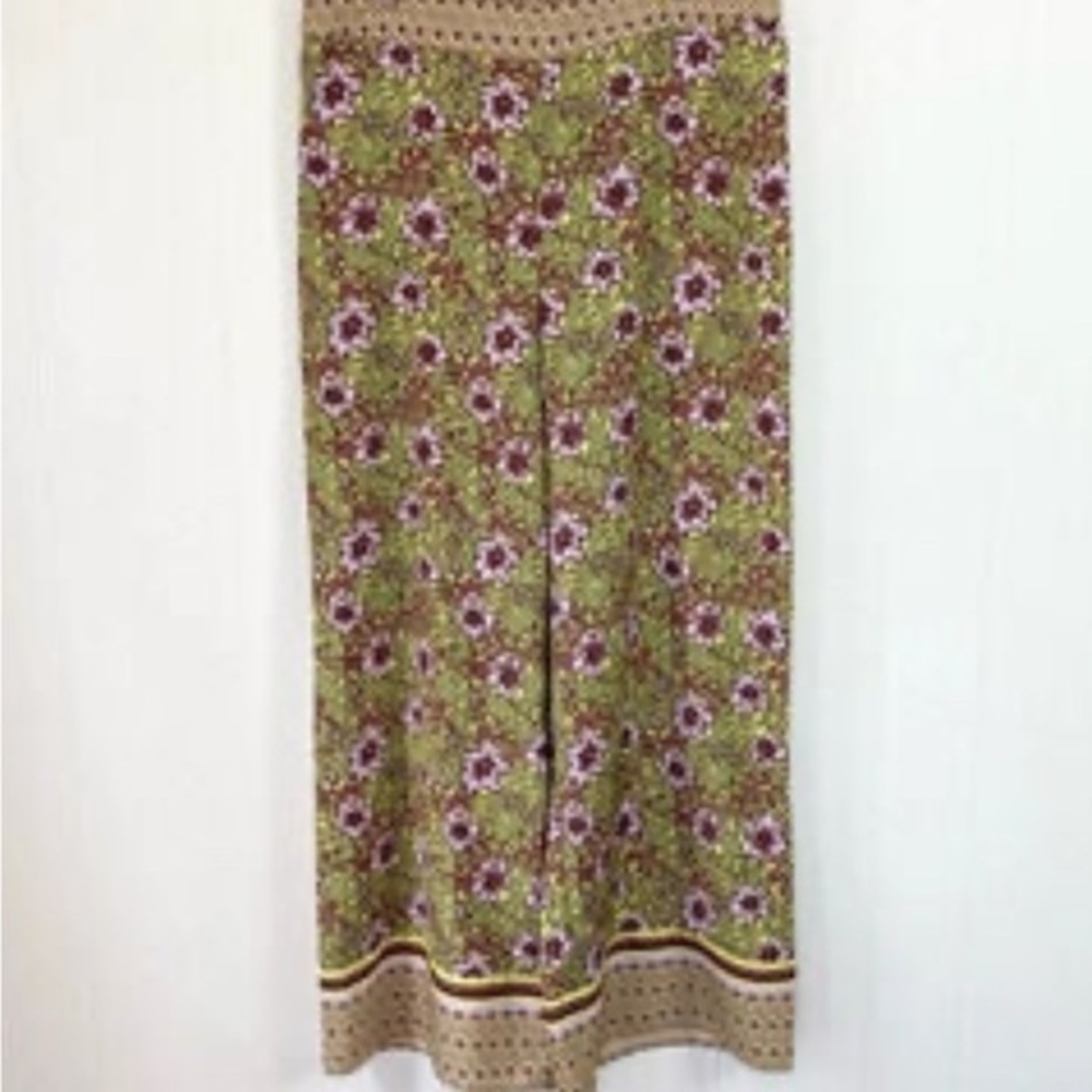 UEC Cupcakes and Cashmere GREEN PURPLE Wide Leg Palazzo Pants Bohoemian Sz M